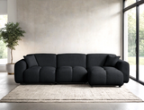 Detail of Bella Black Boucle fabric on sectional sofa