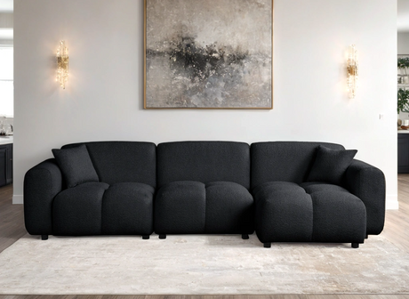 Bella Black Boucle Sectional sofa main view