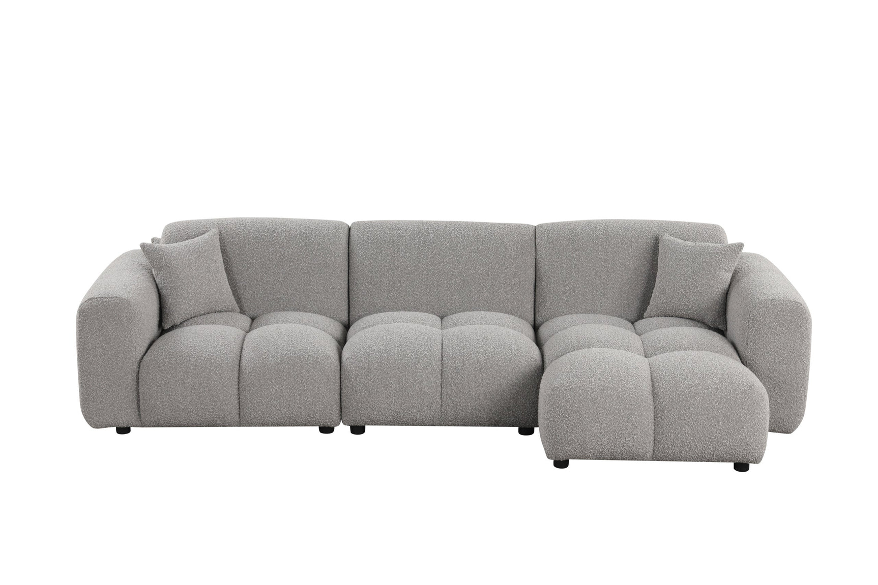 Bella Gray Boucle Sectional sofa side view