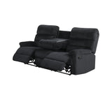 Black recliner with padded armrests