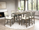 Side view of Duss Gray Counter Height Dining Table with 6 Chairs