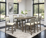 Front view of Duss Gray Counter Height Dining Table with 6 Chairs