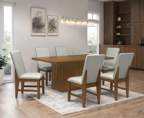 Ditu Cherry rectangular dining table and six chairs - main view