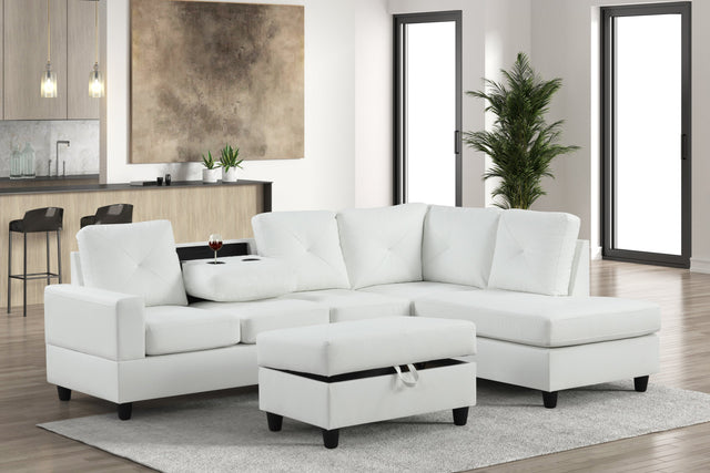 main view of Rocket White PU Reversible Sectional sectional sofa