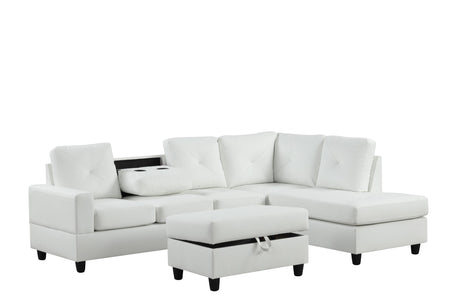 Side view of Rocket White PU Reversible Sectional Sofa