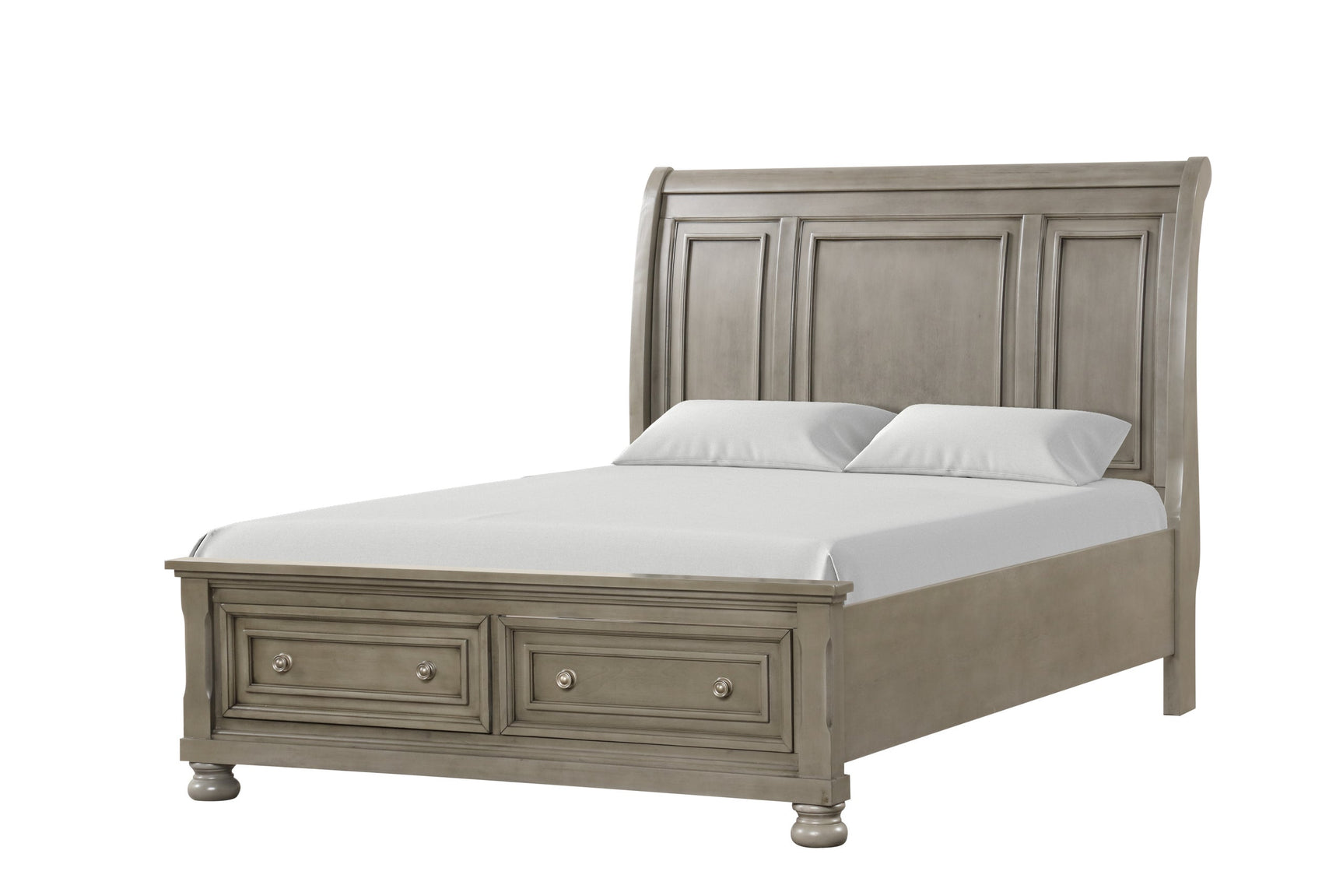 Magnolia Light Gray Storage Sleigh Bedroom Set side view bed