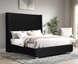 Julio Black Upholstered Tufted Panel Queen Bed viewed from front angle