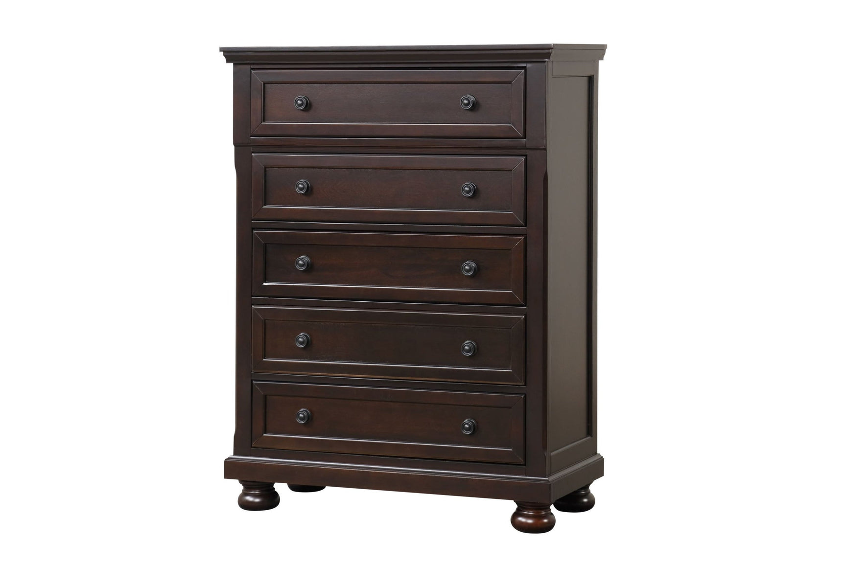 Side angle of Magnolia Cherry Storage Sleigh Bedroom Set bed