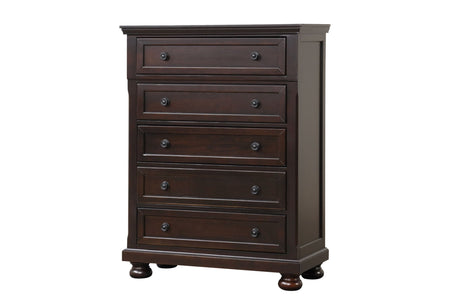 Side angle of Magnolia Cherry Storage Sleigh Bedroom Set bed