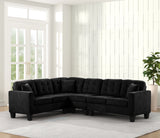 Side view of Logan black fabric reversible sectional sofa