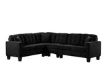 Detail view of Logan black fabric reversible sectional sofa upholstery