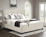 Close-up of built-in USB outlets on Harry beige king panel bed