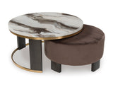 Jazmore Brown/Brass Finish Nesting Cocktail Tables