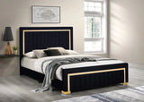 Side angle of Henry Black Upholstered Panel Full Bed