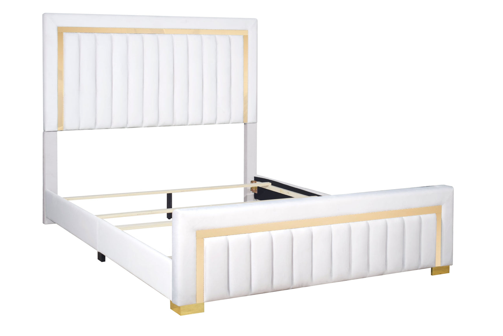 Detailed view of panel design on bed frame