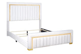 Angled view of Henry Upholstered Panel Queen Bed