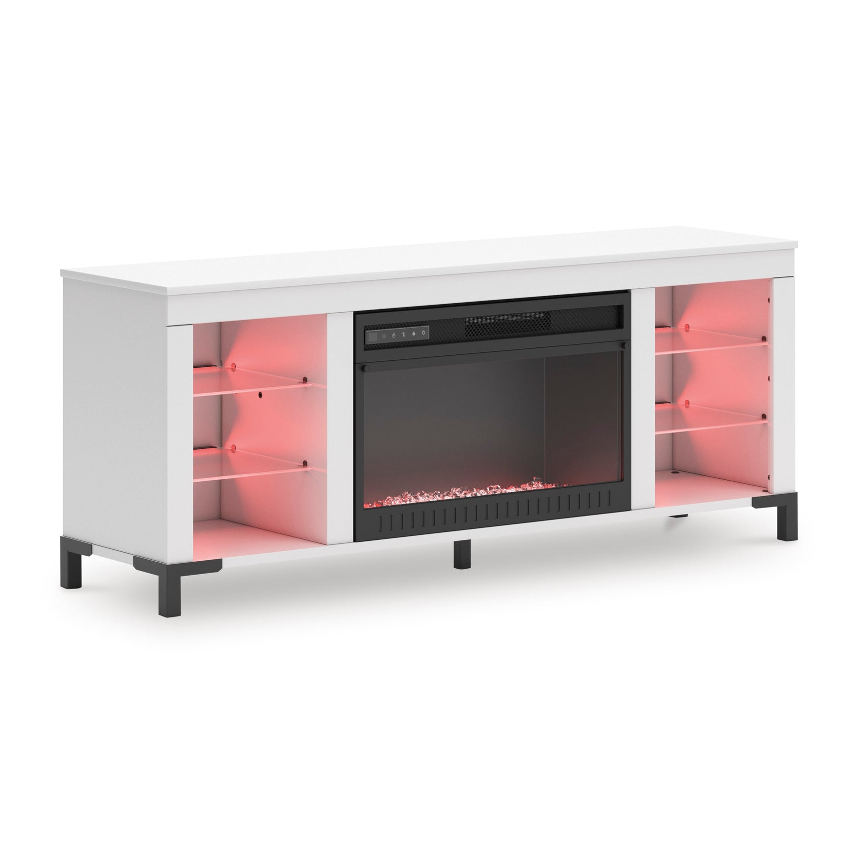 TV stand illuminated with white LED lighting