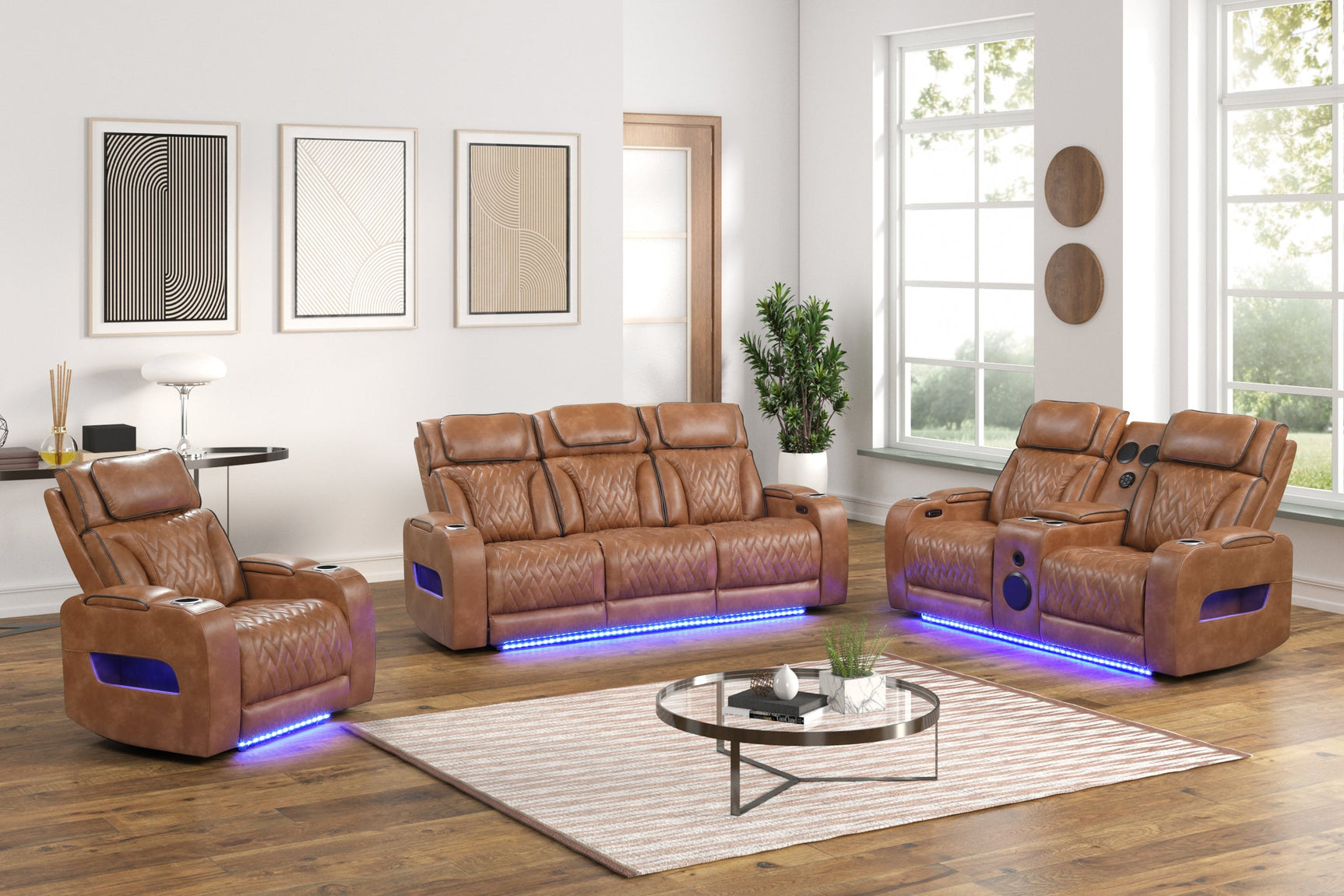 Dubai brown leather power recliner chair angled view