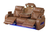Detail of sofa power reclining controls and USB ports