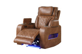 LED lighting detail on Dubai brown leather recliner