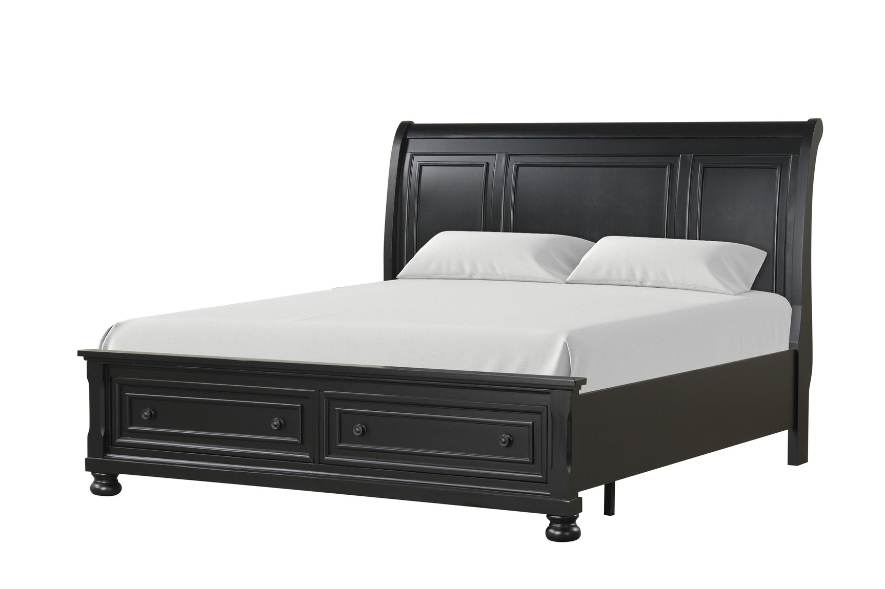 Side view of Magnolia Black Storage Sleigh Bedroom Set bed