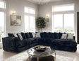Saro Oversized Sectional Sofa in black neutral fabric - main front view