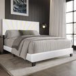 Nico white velvet upholstered king platform bed angled view
