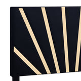 Nico black velvet upholstered queen platform bed angled view