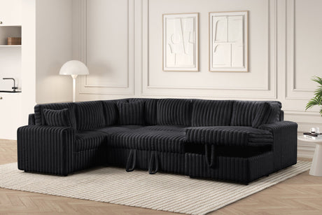 Side angle of Forever Black Fabric Sectional Sofa