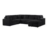 Front view of Forever Black Fabric Sectional Sofa
