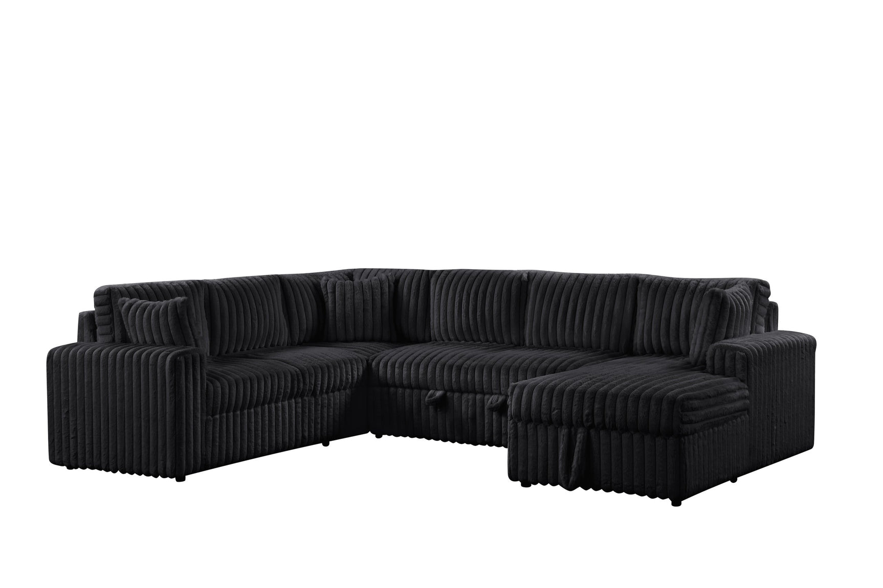 Front view of Forever Black Fabric Sectional Sofa