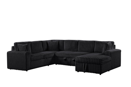 Front view of Forever Black Fabric Sectional Sofa