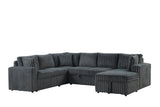 Another main view of Forever charcoal fabric sectional sofa with pull-out bed