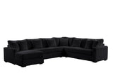 Side view of Solana Black sectional sofa in black fabric