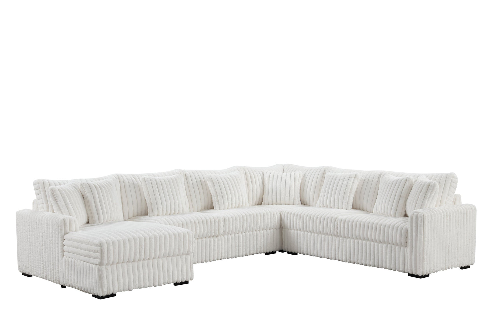 Side view of Solana Beige sectional sofa showing oversized seating and fabric texture