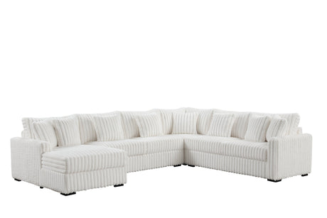Side view of Solana Beige sectional sofa showing oversized seating and fabric texture