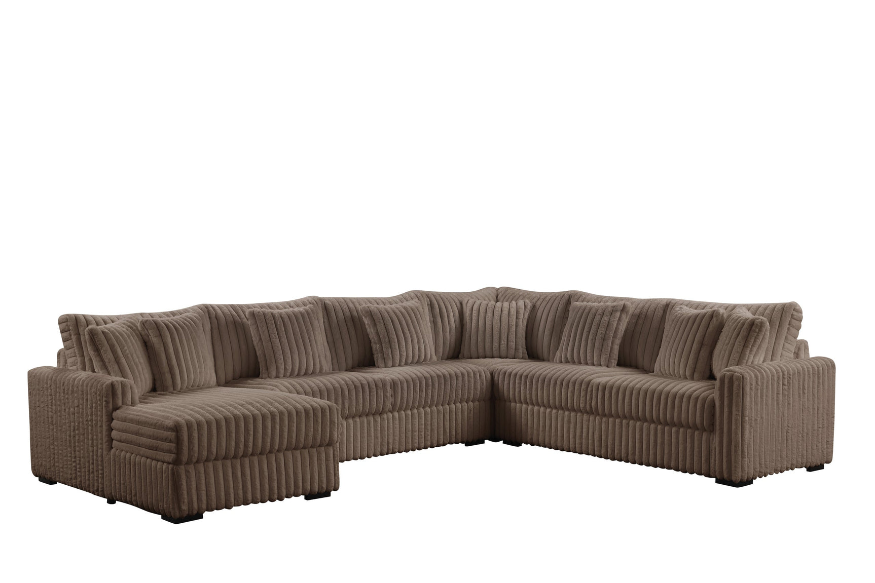Side view of Solana Mocha sectional sofa highlighting oversized design