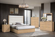 Oslo light brown upholstered panel bedroom set bed front view