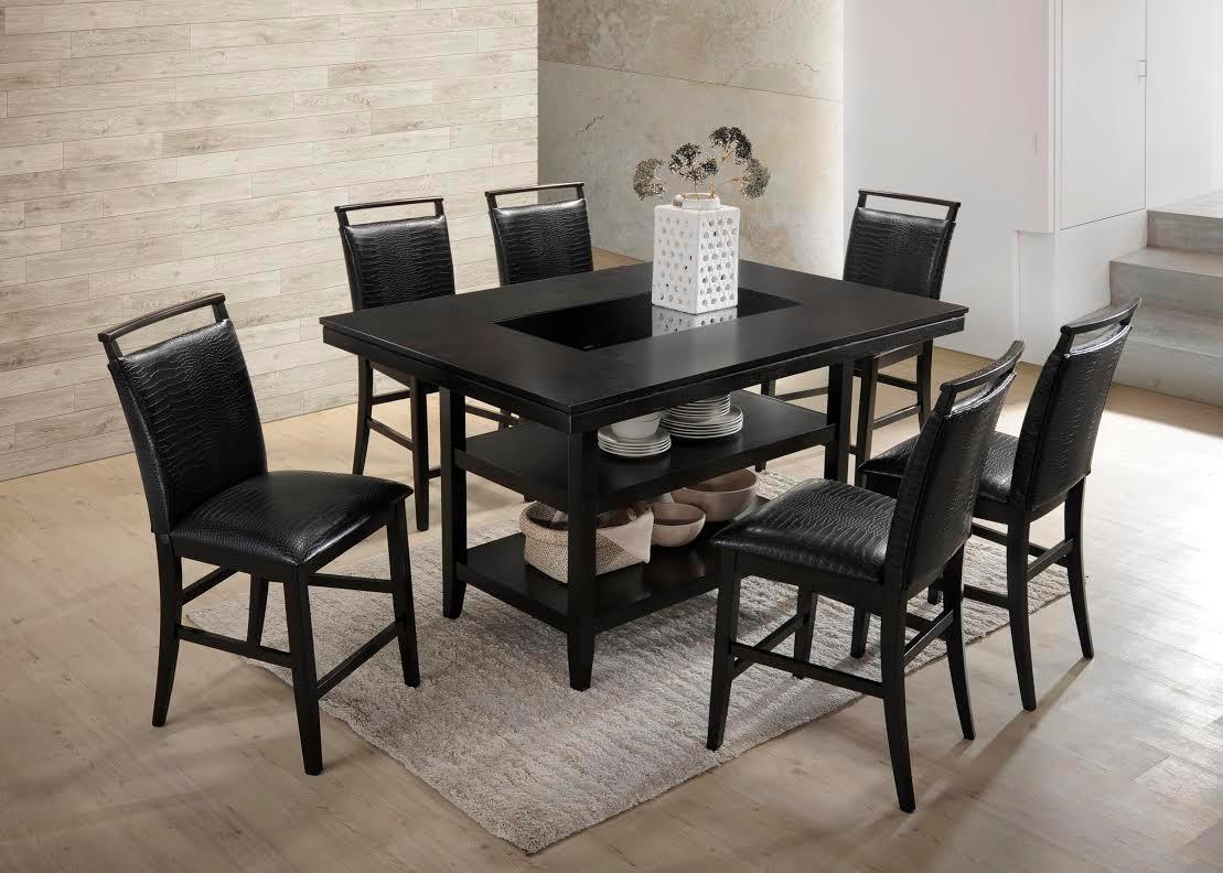 main view of Tommy Espresso Black Crocodile Faux Leather Counter Height Set furniture