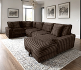 Side view of Alisson Mocha Modular Sectional sofa with storage chaise