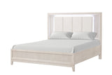 Side view of Uptown Cream LED Upholstered panel bed