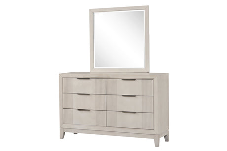 Another main view of Uptown Cream LED Upholstered panel bed