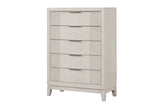 Side angle of Uptown Cream LED Upholstered panel bed