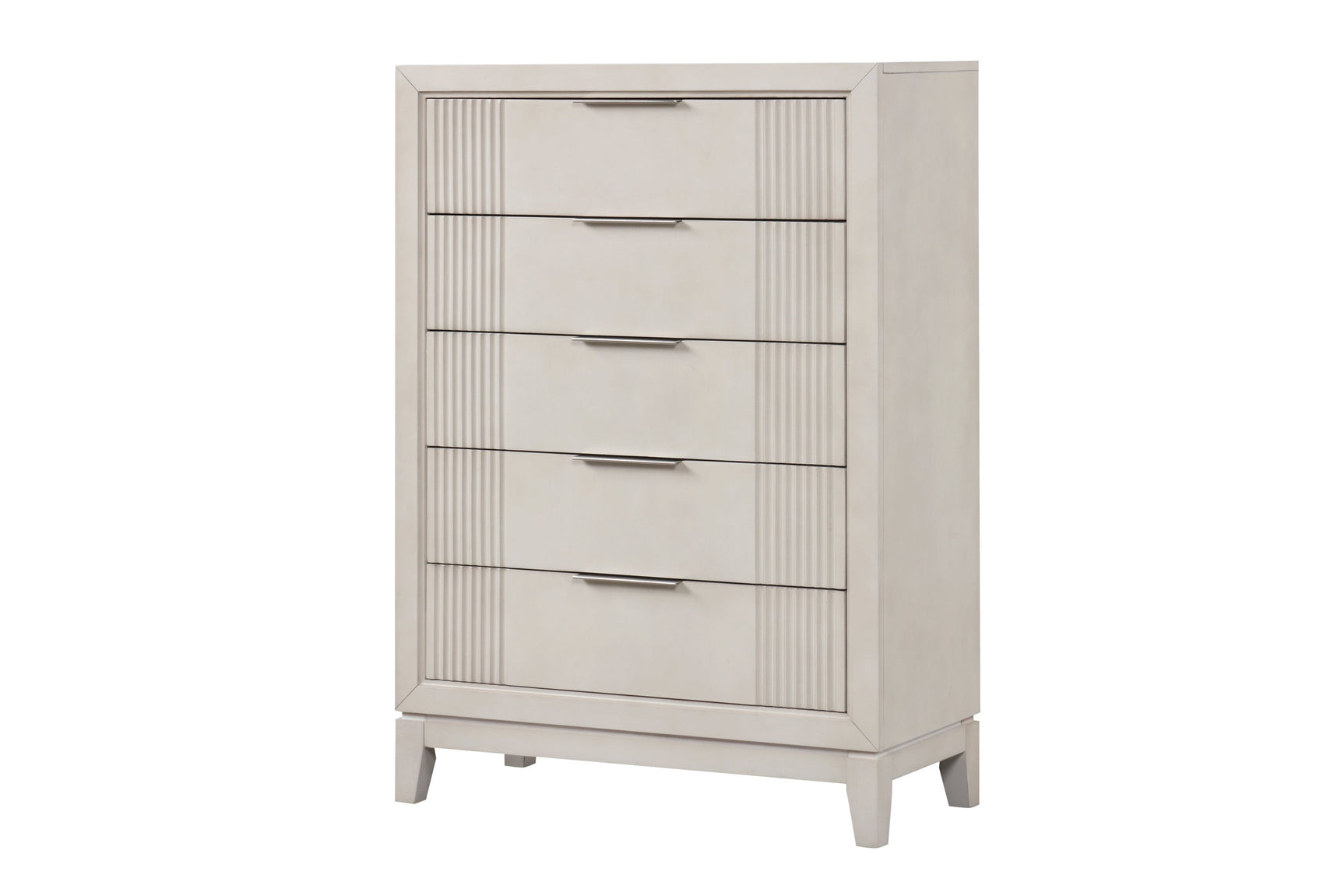 Side angle of Uptown Cream LED Upholstered panel bed