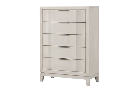 Side angle of Uptown Cream LED Upholstered panel bed