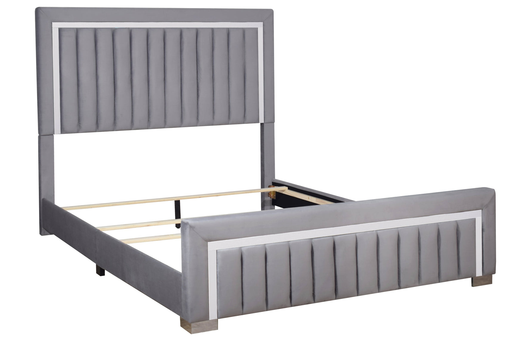 Heindal Gray Upholstered Panel Twin Bed