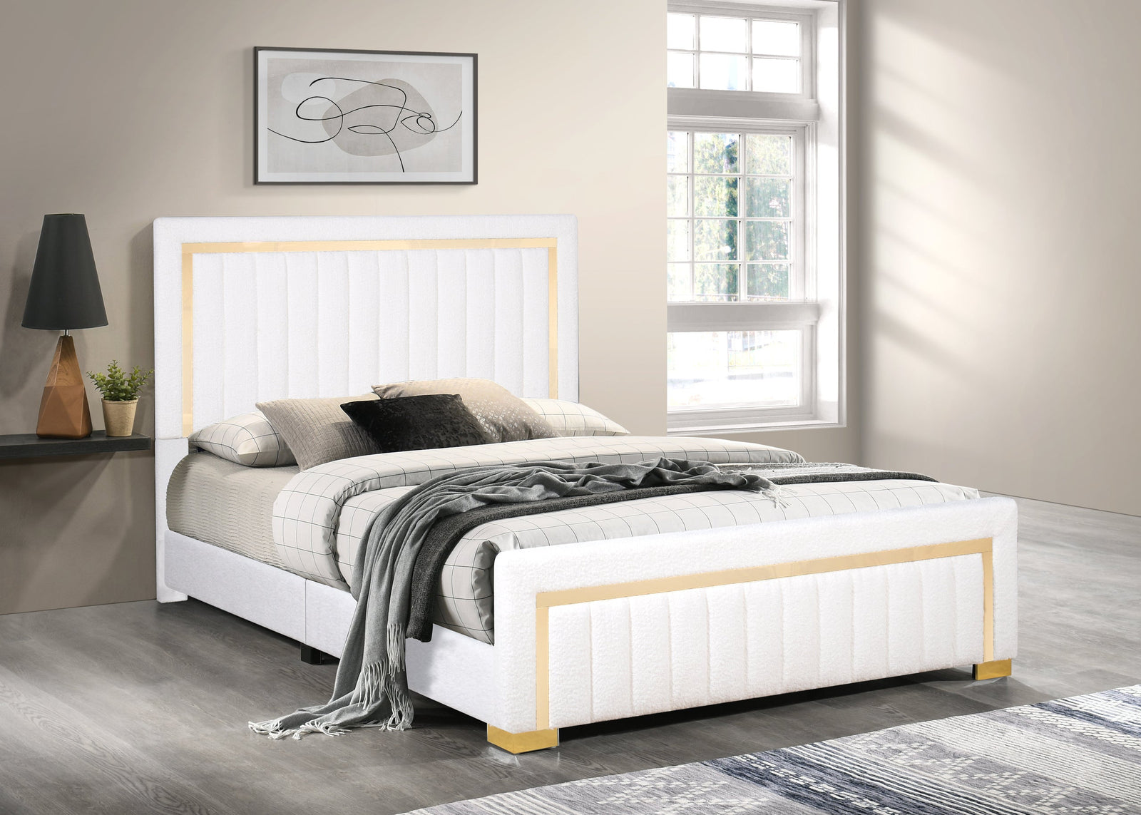 Heindal White Upholstered Panel Twin Bed