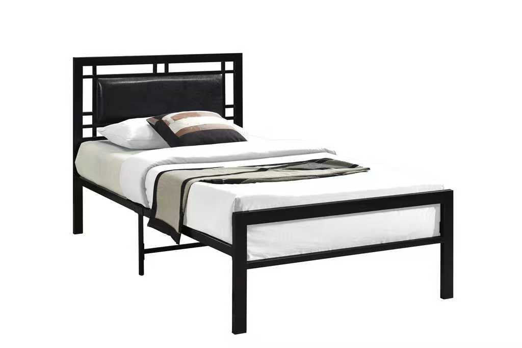 Bemia Black Metal Platform Twin Bed, full view from front