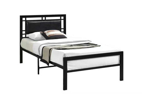 Bemia Black Metal Platform Twin Bed, full view from front