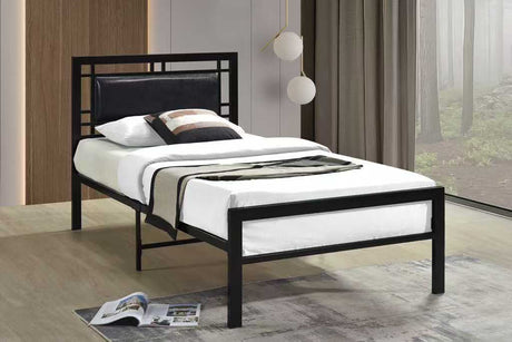 Bemia Black Metal Platform Twin Bed, side angle